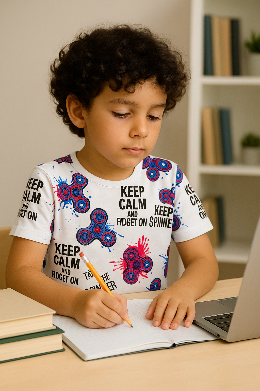 “Spin Pop Cord Set – Cool Fidget Spinner Graphic Print Outfit for Boys” Half Sleeve T-Shirt & Shorts Co-ord Set – Soft Cotton Nightwear / Lounge Wear