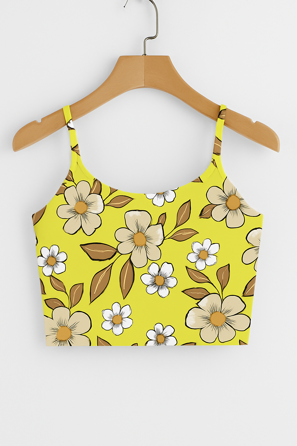 Yellow Floral Print Crop Cami Top – Bold, Fresh & Trendy