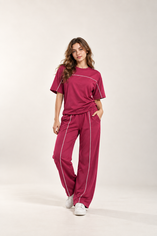 Women’s Fuchsia Pink Co-ord Set | Premium Relaxed Fit Lounge Wear