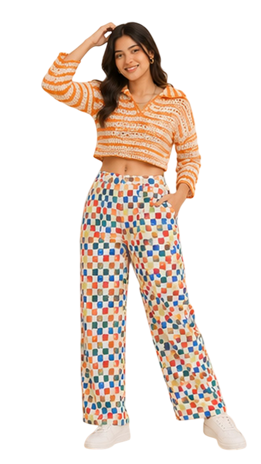 Women Multicolor Printed Wide Leg Pants – Trendy Casual Lounge & Vacation Wear Trousers