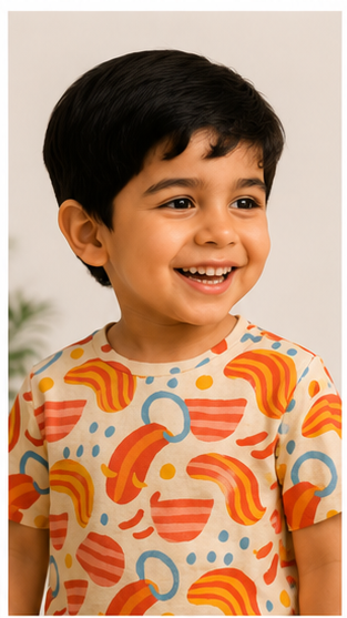 Kids Multicolor Abstract Print Co-Ord Set – Soft Cotton Summer Outfit for Boys & Girls