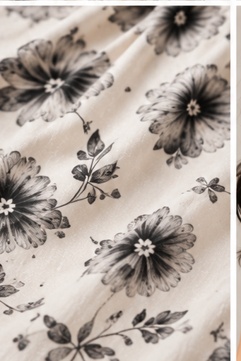 Girls Black & White Floral Print Fit & Flare Dress (Sleeveless)