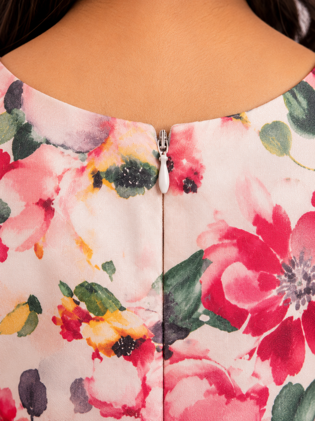 Girls Pink Floral Print Fit & Flare Dress (Sleeveless)