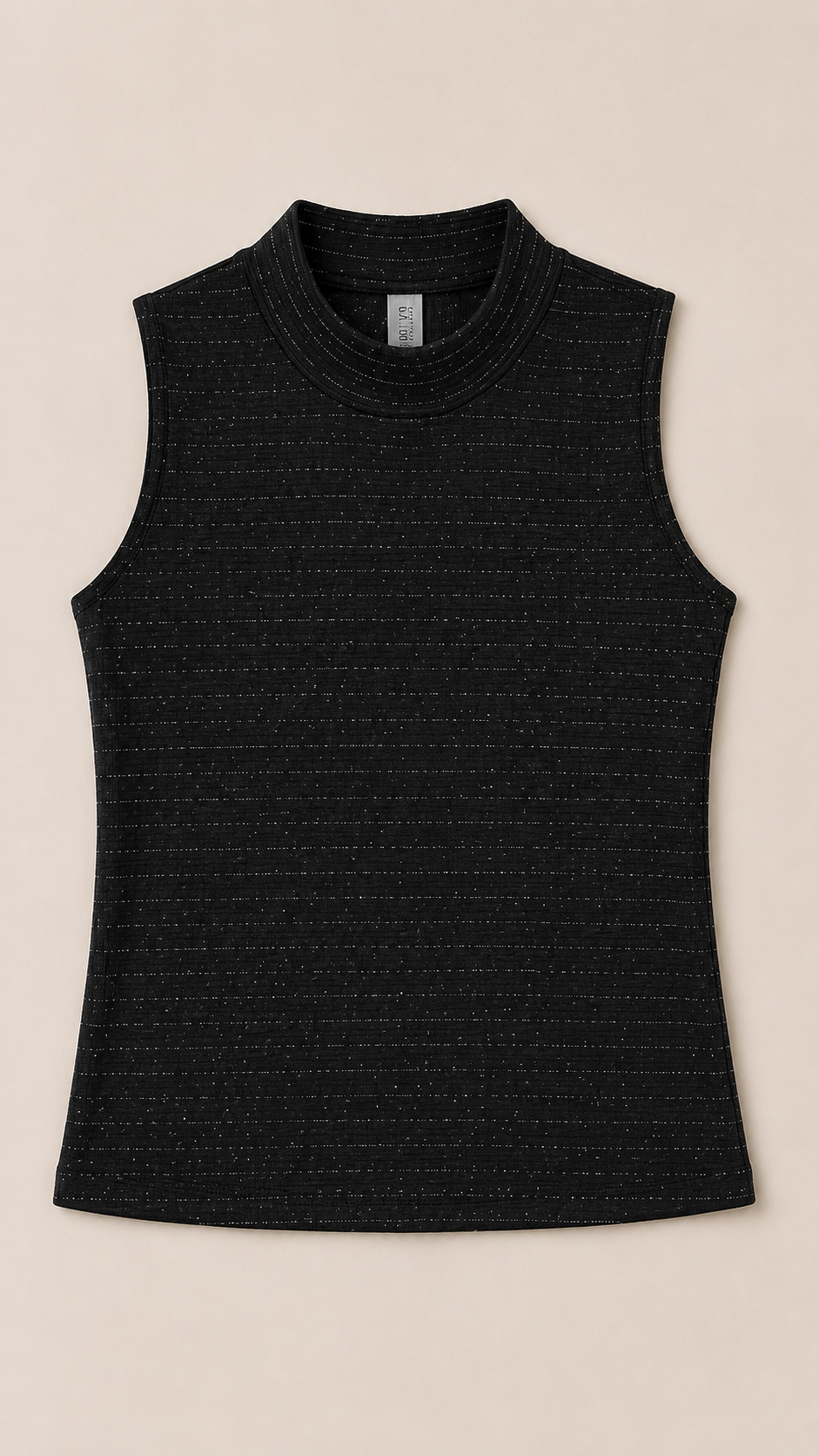 Women’s Premium Black Mock Neck Sleeveless Top – Slim Fit Ribbed Casual Wear