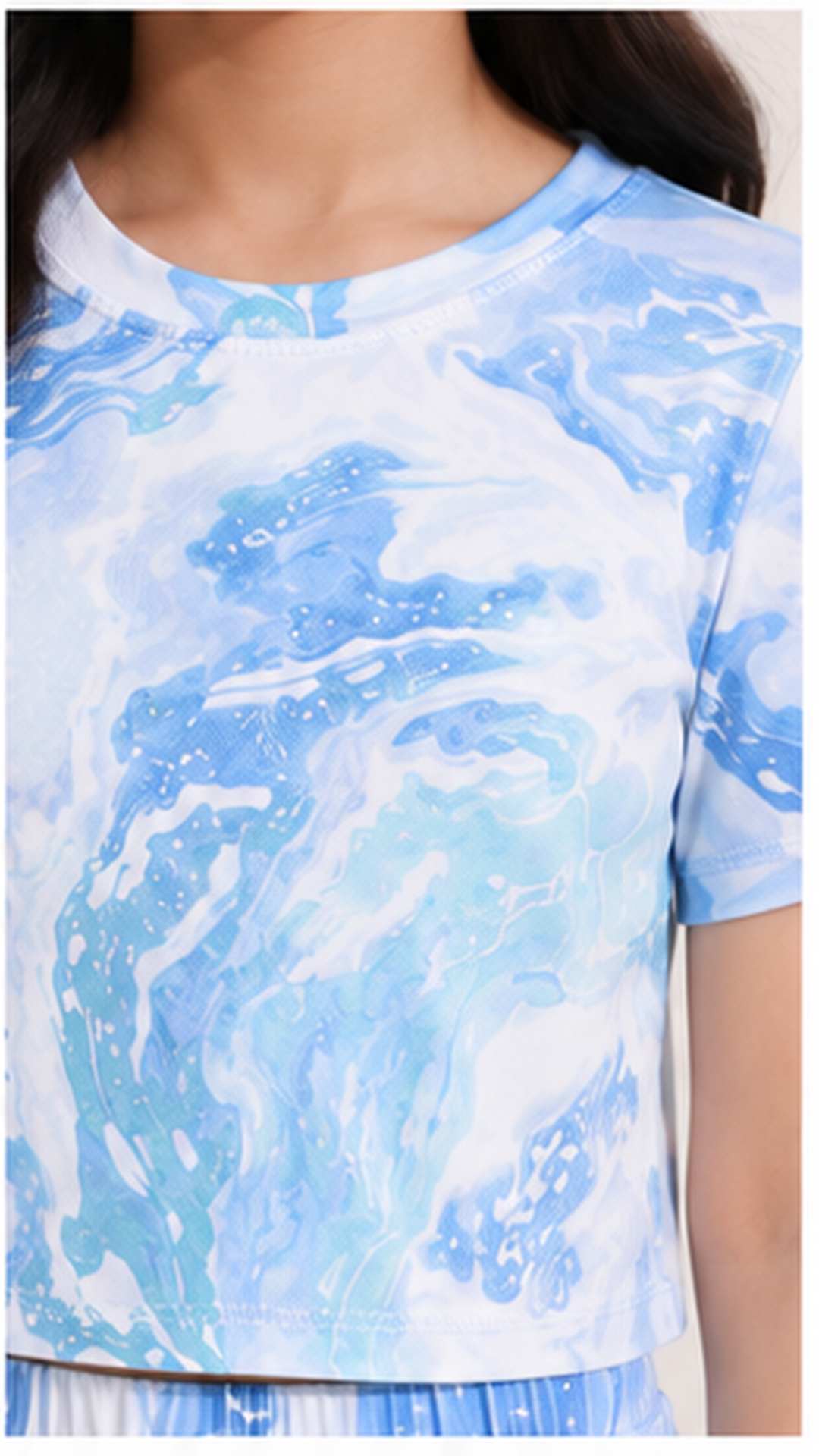 Girls Blue Tie Dye Co-Ord Set | Kids Crop Top & Bell Bottom Pants Outfit | Stylish Western Wear for Girls