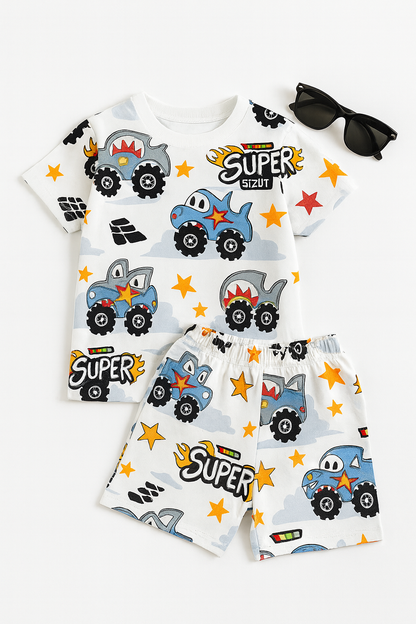 Truck Printed Cord Set For Boys