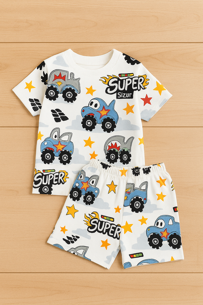 Truck Printed Cord Set For Boys