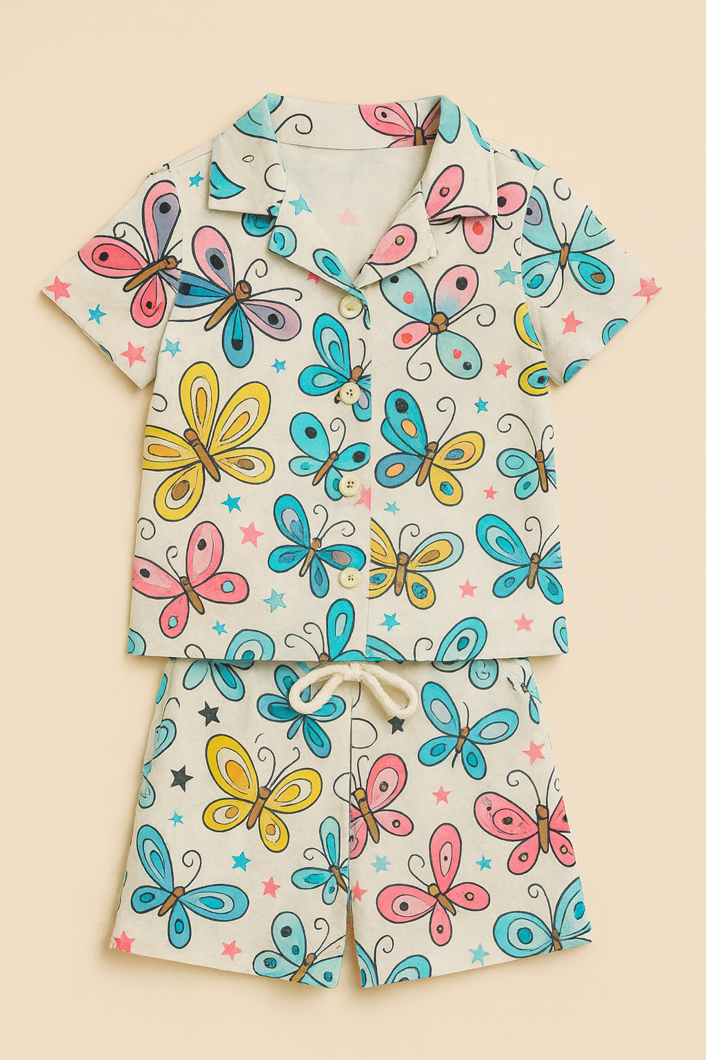 Cute Butterfly Printed Cordset For Girls