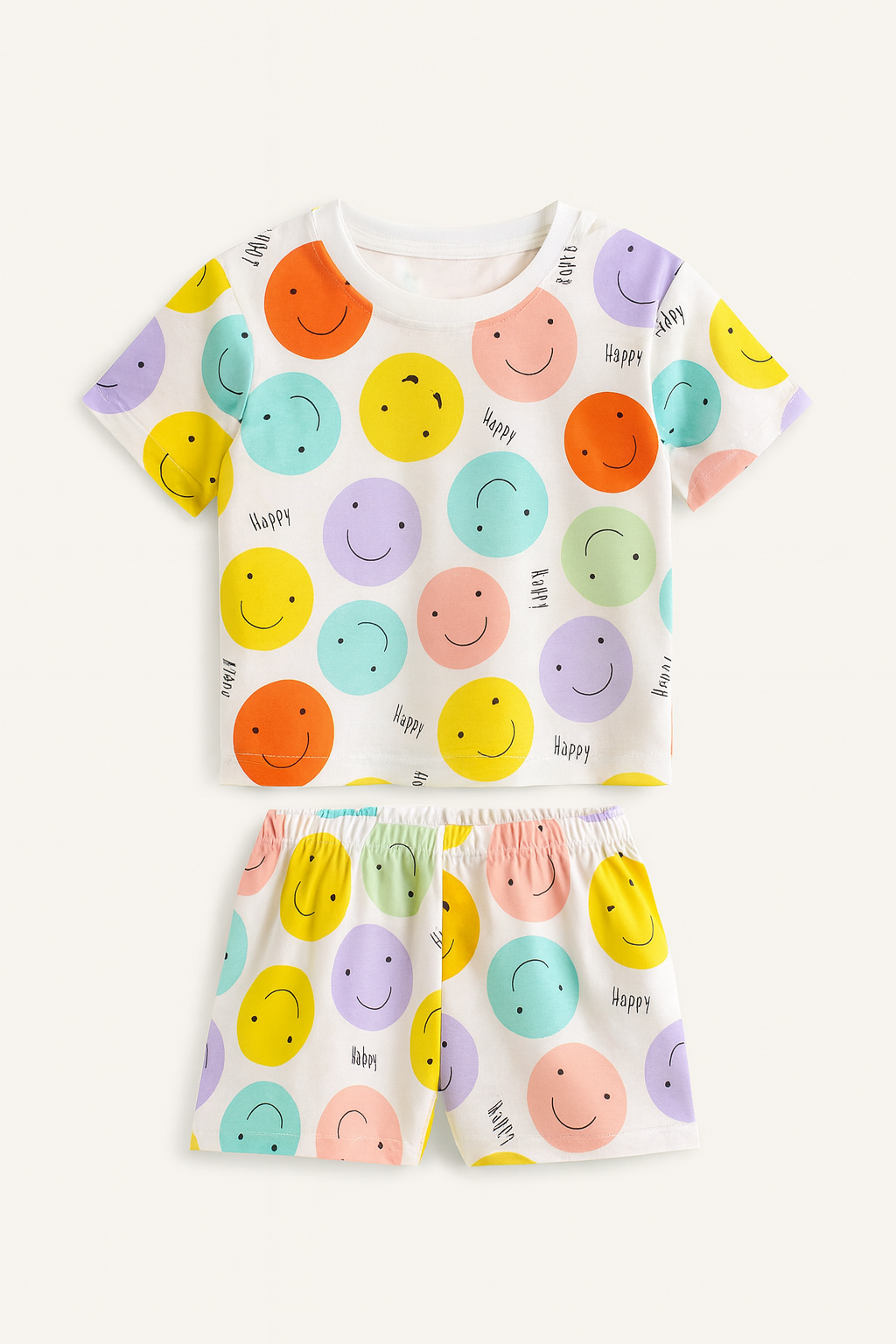 Smiley Face Printed Cordset For Girls