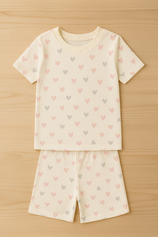 Soft Pastel Heart Printed Cordset For Boys