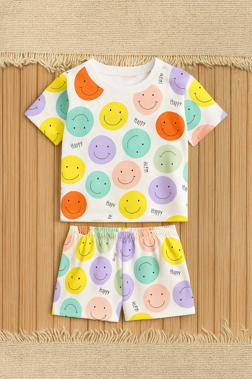 Smiley Face Printed Cordset For Girls
