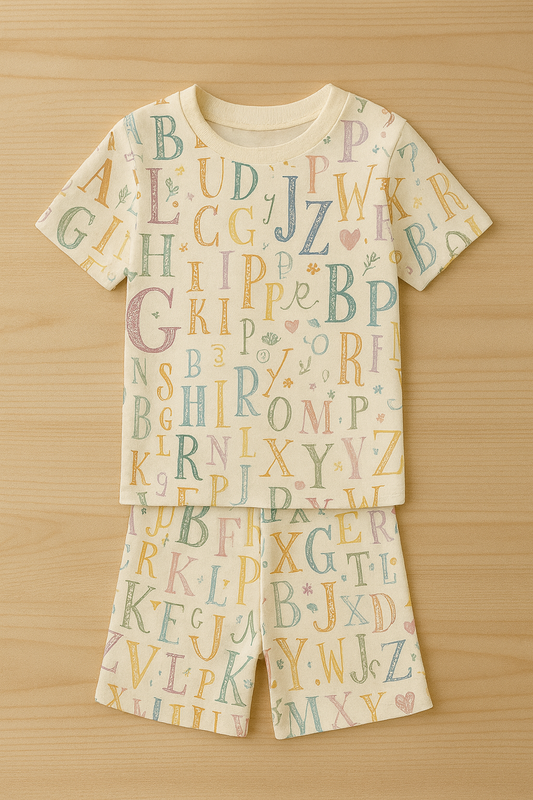 Colorful Alphabet Printed Cordset For Boys