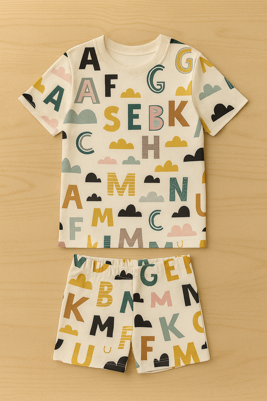 Playful Multicolor ABC Printed Cordset For Boys