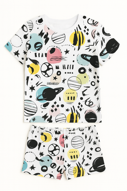 Abstract Space Printed Cordset For Girls