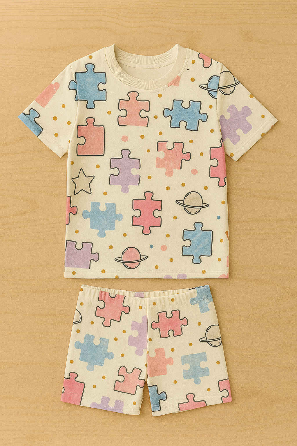 Puzzle Printed Cordset For Boys