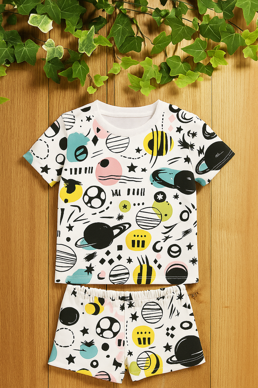 Abstract Space Printed Cordset For Girls