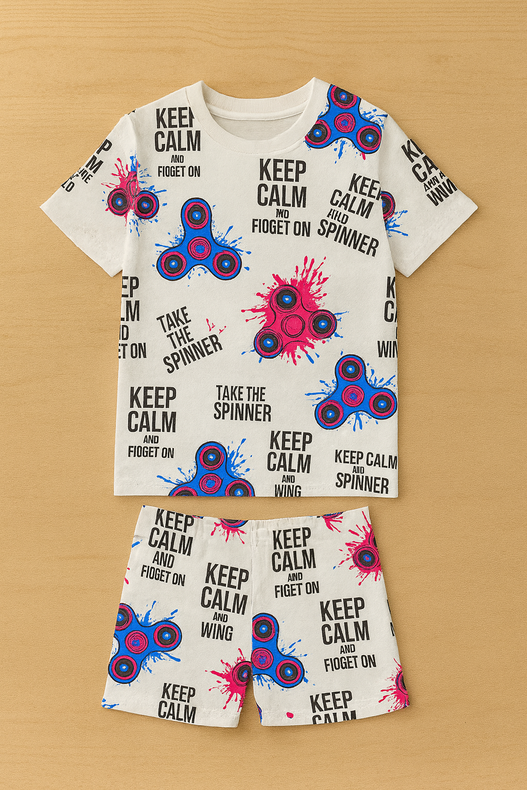 Cool Fidget Spinner Graphic Printed Cordset For Boys