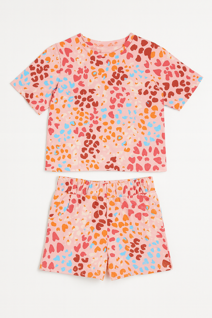 Bright Heart Printed Cordset For Girls