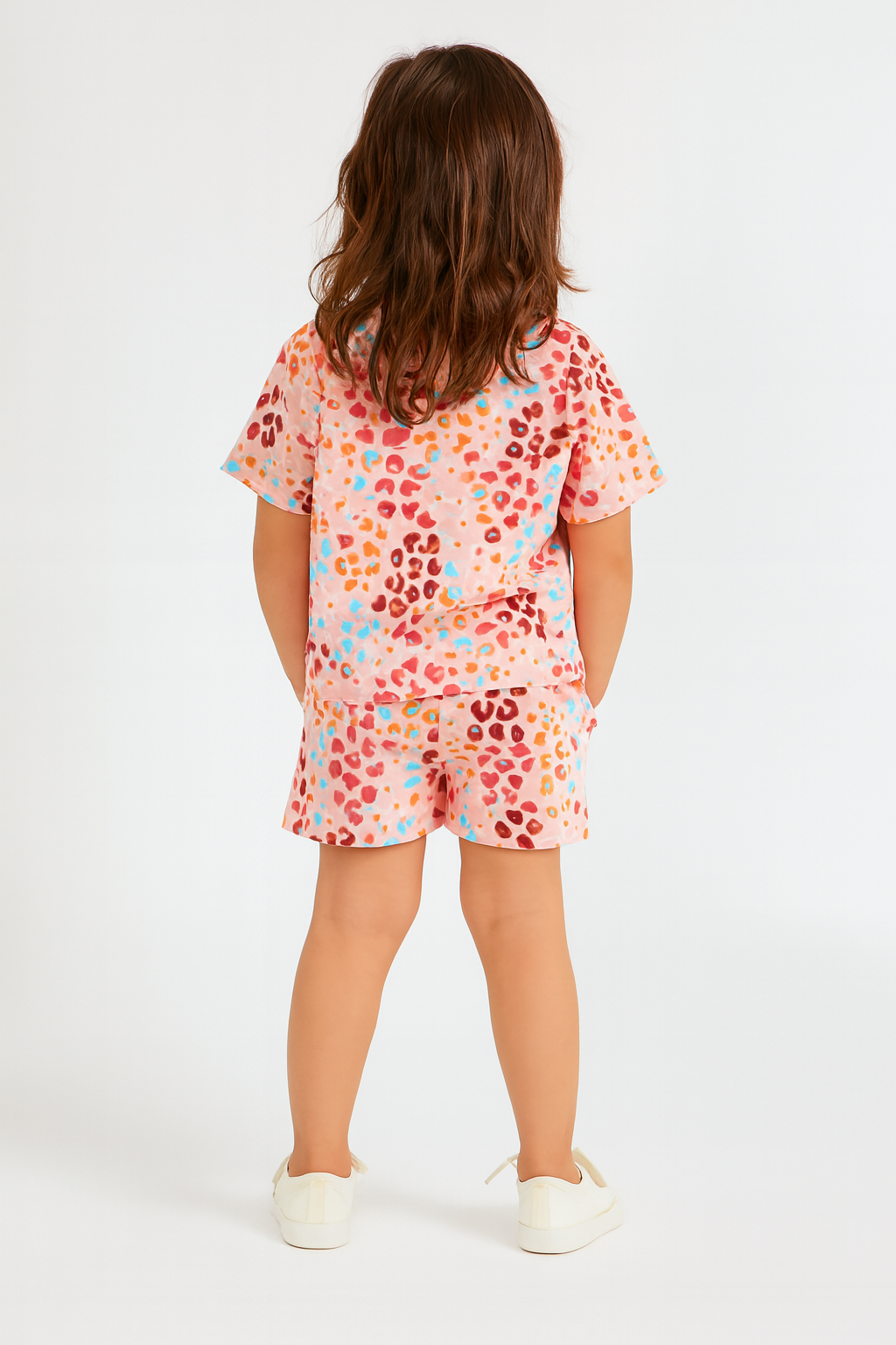 Love Splash Collection: Bright Heart Print Cord Set | Soft Cotton Half Sleeve Top & Shorts for Girls