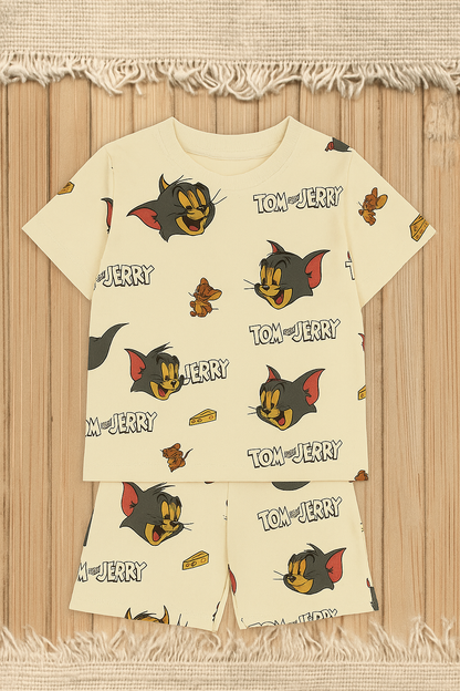 Tom & Jerry Cartoon Printed Cordset For Girls