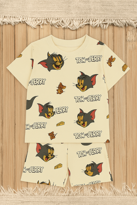 Tom & Jerry Cartoon Printed Cordset For Girls