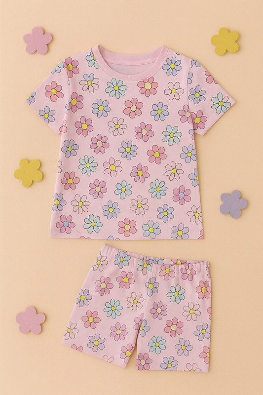 Floral Printed Cordset For Girls