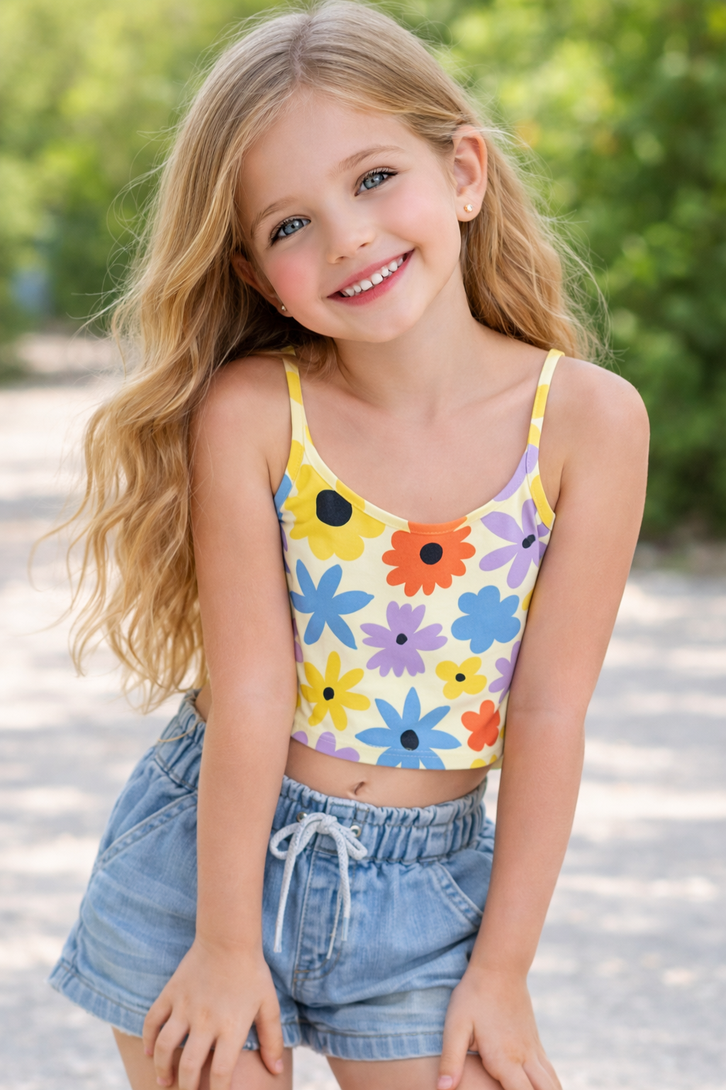 Vibrant Floral Print Crop Cami Top – Fresh, Fun & Trendy