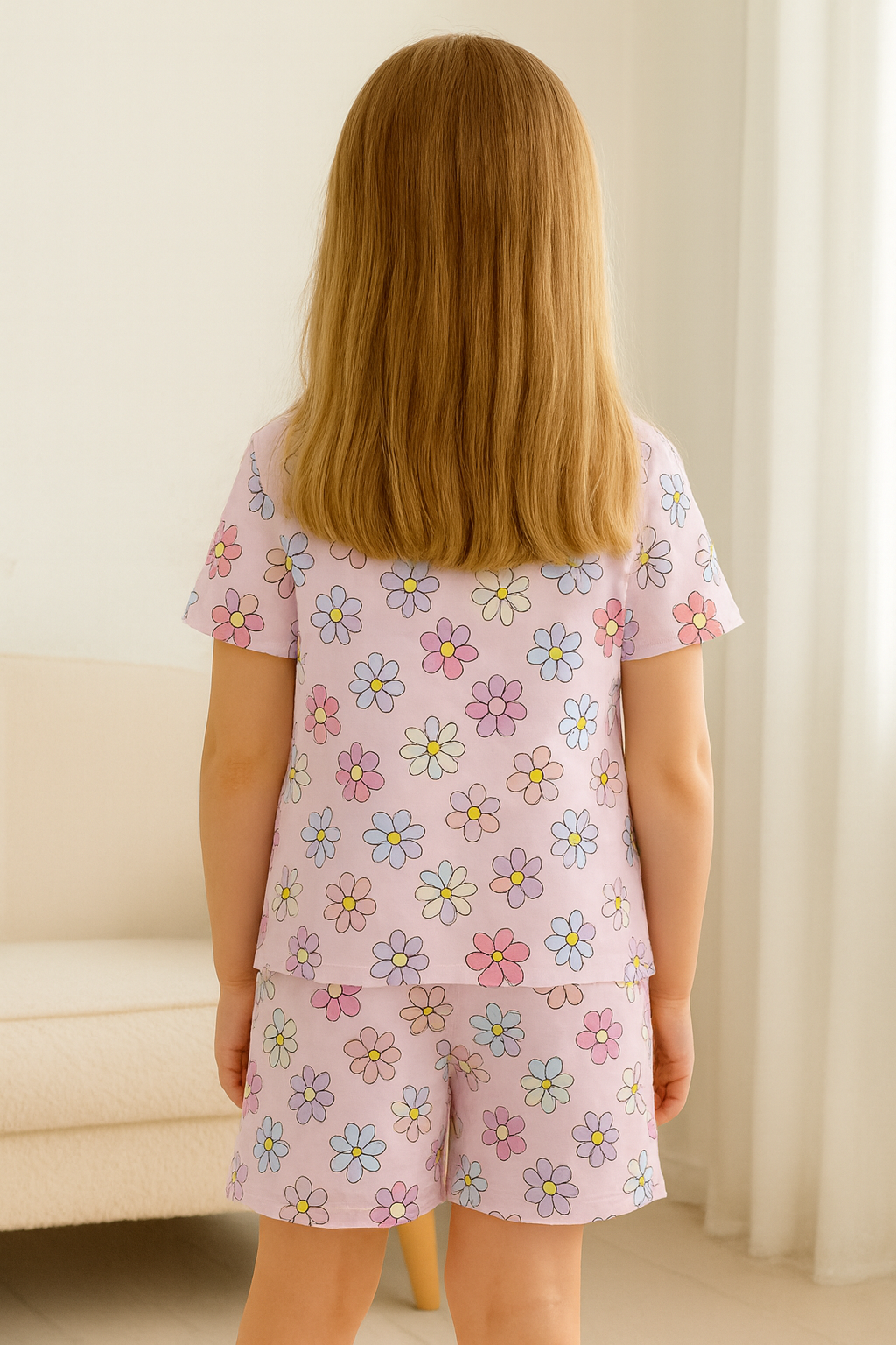 Little Blossom Cord Set | Floral Print Cotton T-shirt & Shorts | Summer Wear for Girls