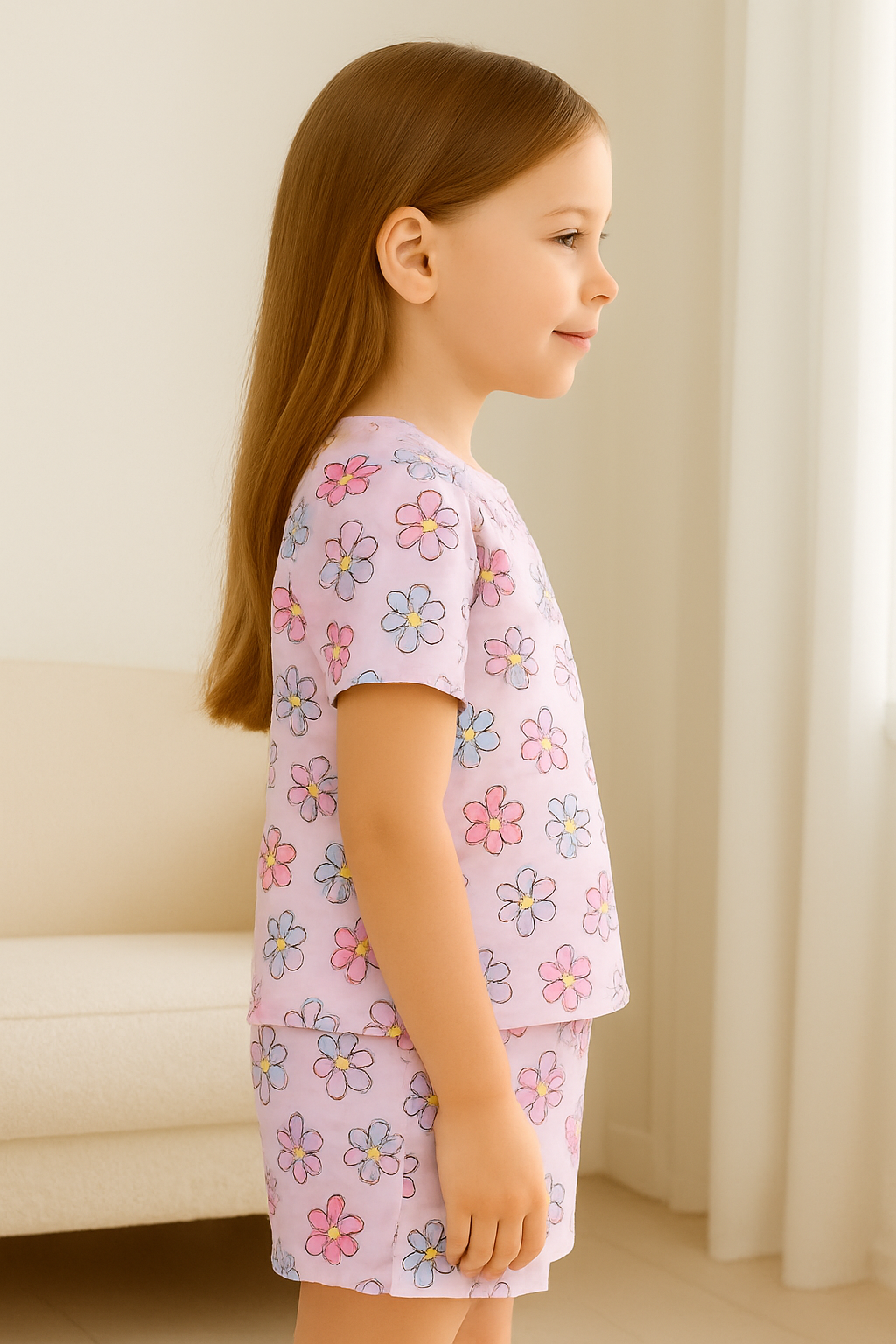 Little Blossom Cord Set | Floral Print Cotton T-shirt & Shorts | Summer Wear for Girls