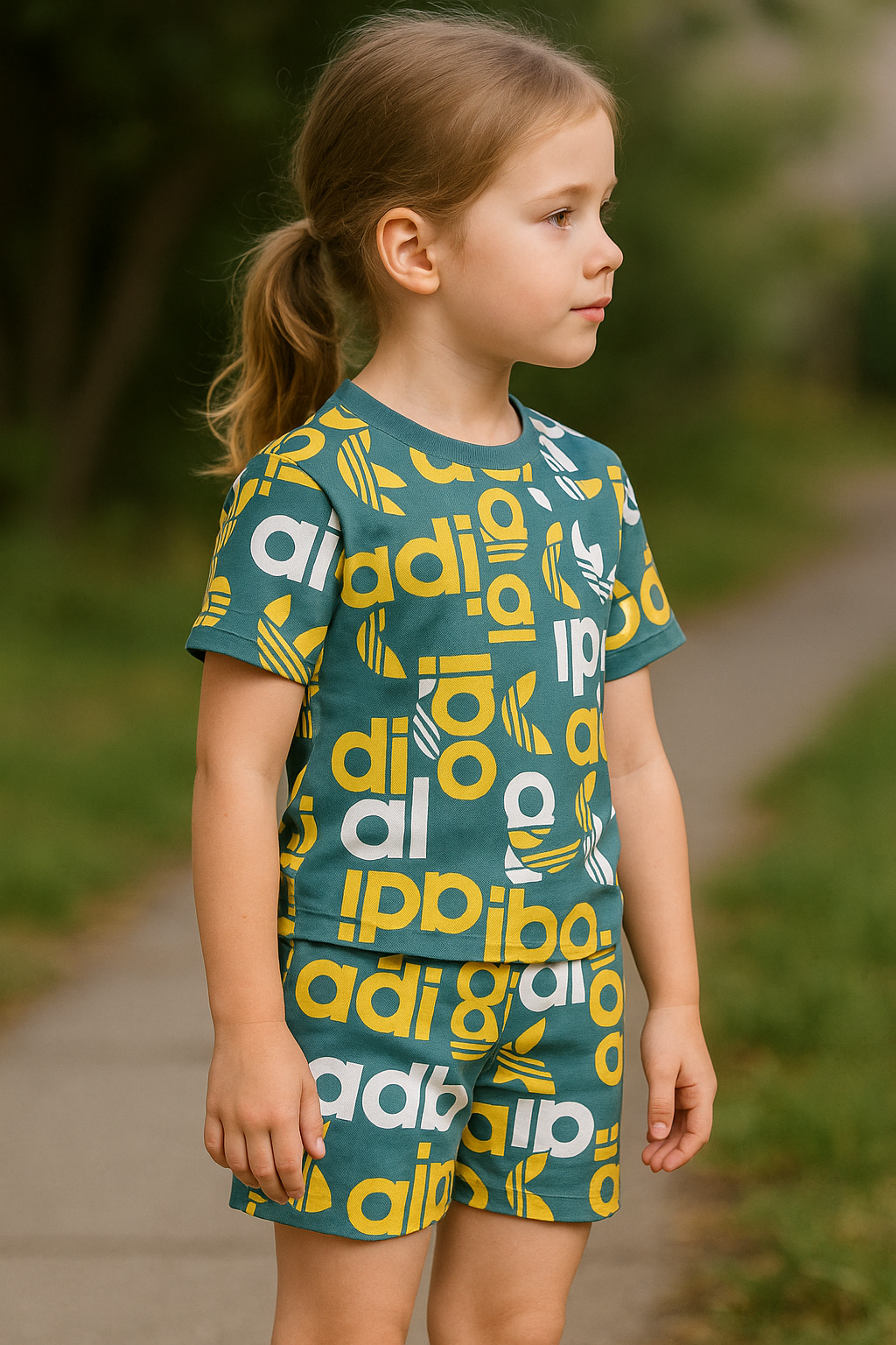 Urban Typo Cord Set | Mustard & White Letter Print Cotton T-shirt & Shorts | Trendy Summer Outfit for Girls