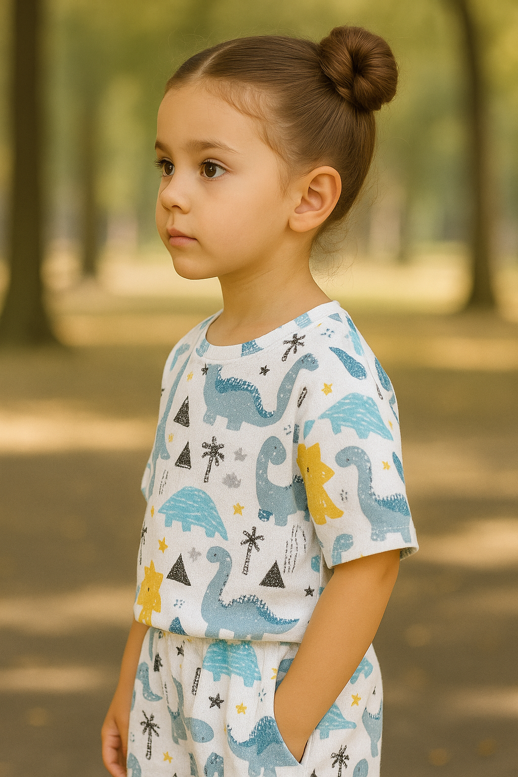 Dino Land Cord Set | Cute Dinosaur Print Cotton T-shirt & Shorts | Fun Summer Outfit for Girls
