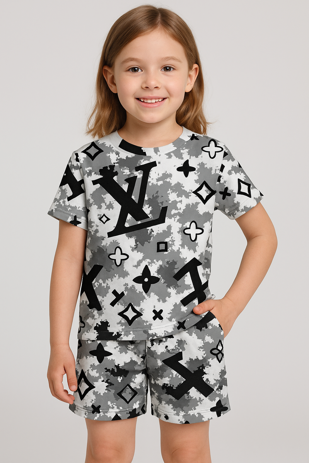 Monochrome Magic Collection | Designer-Inspired Cord Set | Stylish Cotton Top & Shorts for Girls