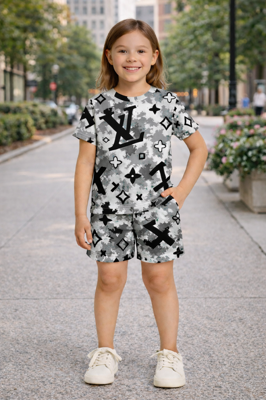 Monochrome Magic Collection | Designer-Inspired Cord Set | Stylish Cotton Top & Shorts for Girls