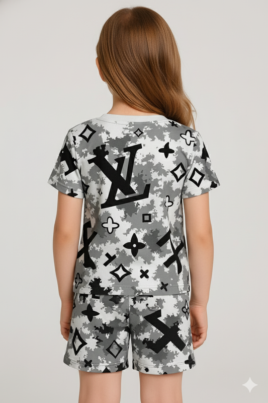 Monochrome Magic Collection | Designer-Inspired Cord Set | Stylish Cotton Top & Shorts for Girls