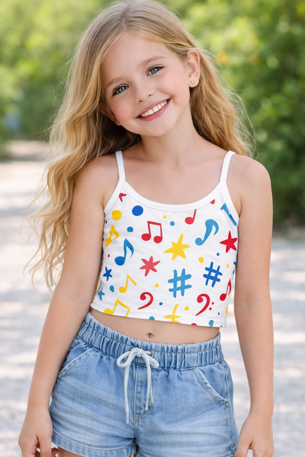 Musical Notes Print Crop Cami Top – Fun, Trendy & Youthful