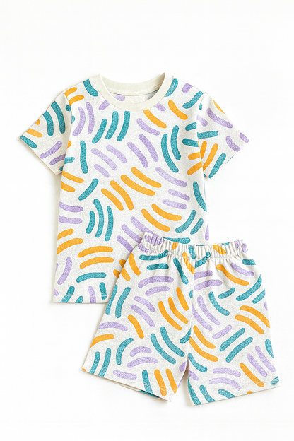 Bright Brush Stroke Printed Cordset For Boys