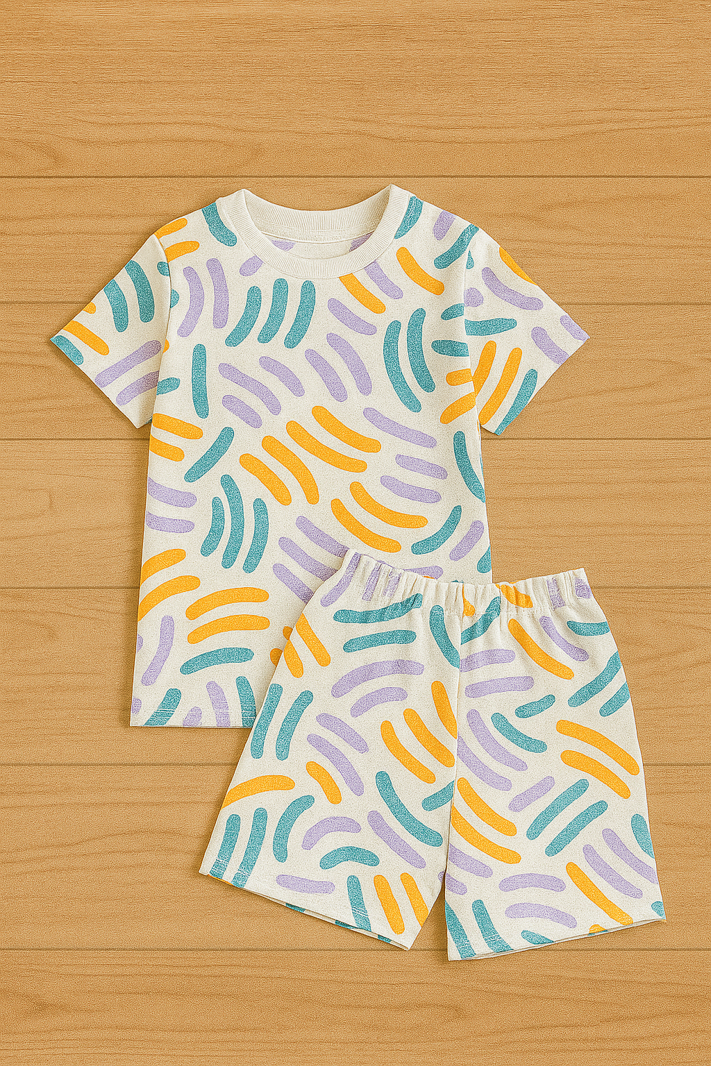 Bright Brush Stroke Printed Cordset For Boys