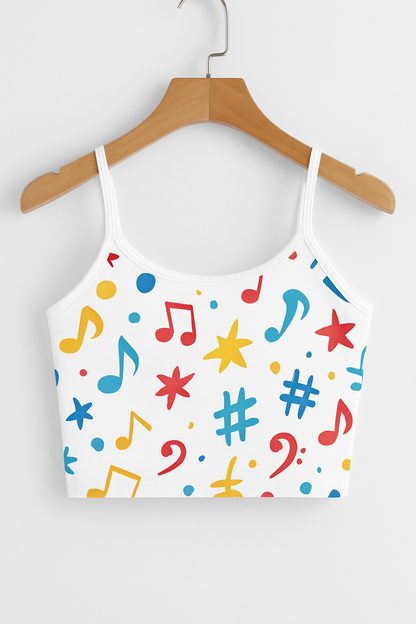 Musical Notes Print Crop Cami Top – Fun, Trendy & Youthful
