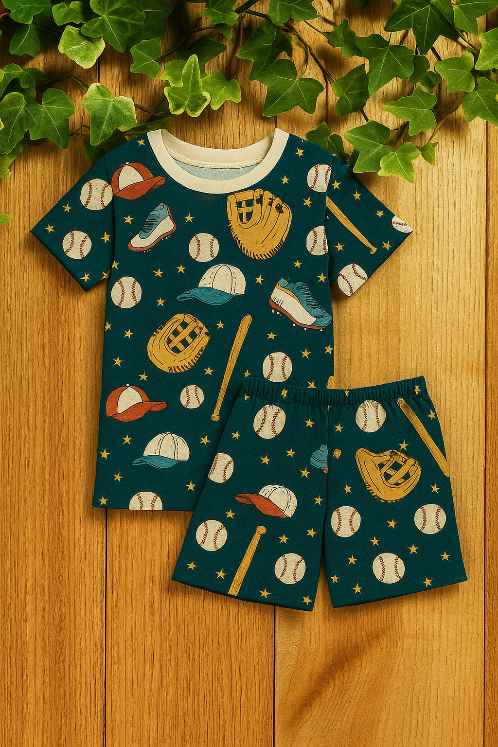 Sporty Baseball Printed Cordset For Boys