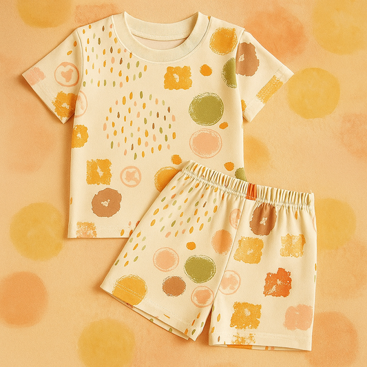 Colorful Circle Printed Cordset For Girls