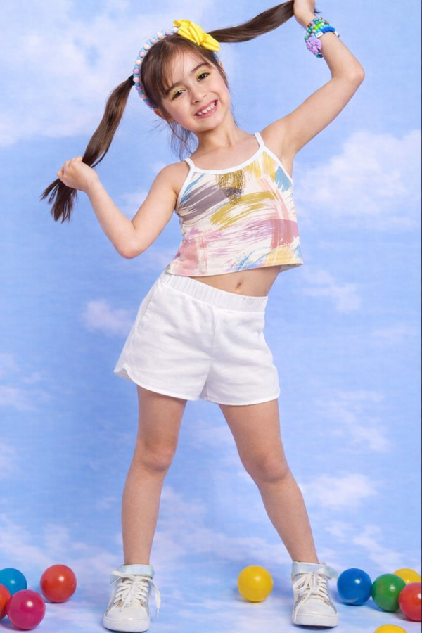 Abstract Brushstroke Print Crop Cami Top – Artistic & Modern Style