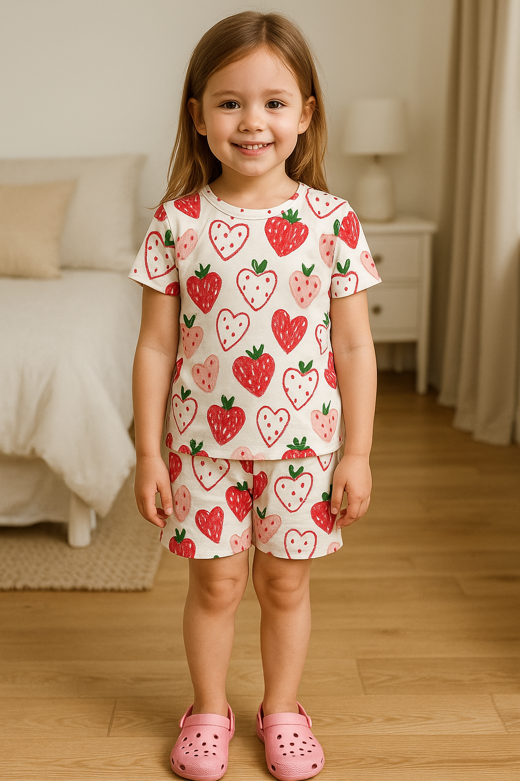 Berry Sweet Cord Set | Strawberry Print Cotton T-shirt & Shorts | Cute Summer Outfit for Girls