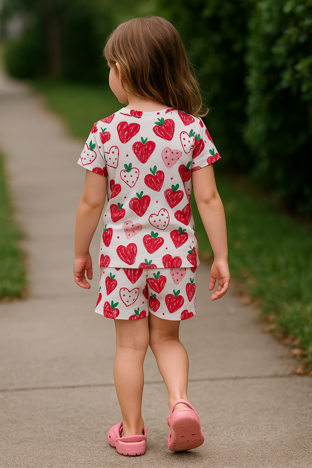 Berry Sweet Cord Set | Strawberry Print Cotton T-shirt & Shorts | Cute Summer Outfit for Girls