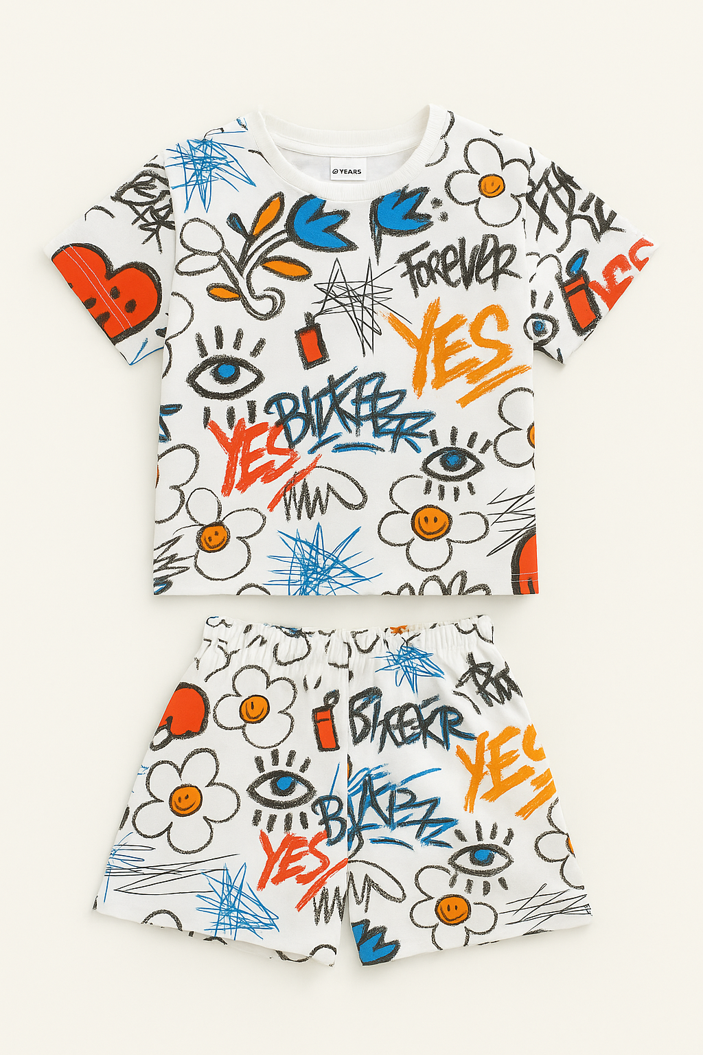 Graffiti Printed Cordset For Girls