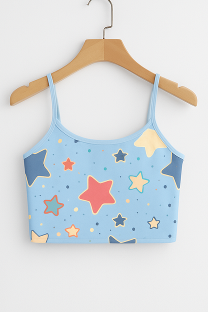 Star Print Crop Cami Top – Cute, Colorful & Trendy