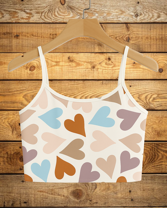 Pastel Heart Print Crop Cami Top – Cute, Soft & Aesthetic
