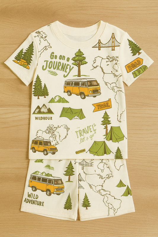 Travel Printed Cordset For Girls