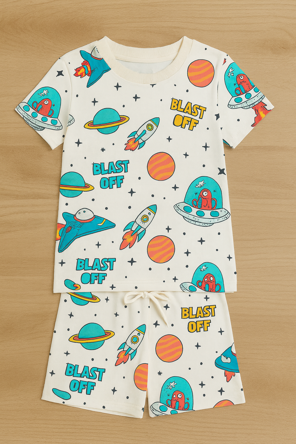 Fun Space Adventure Printed Cordset For Girls