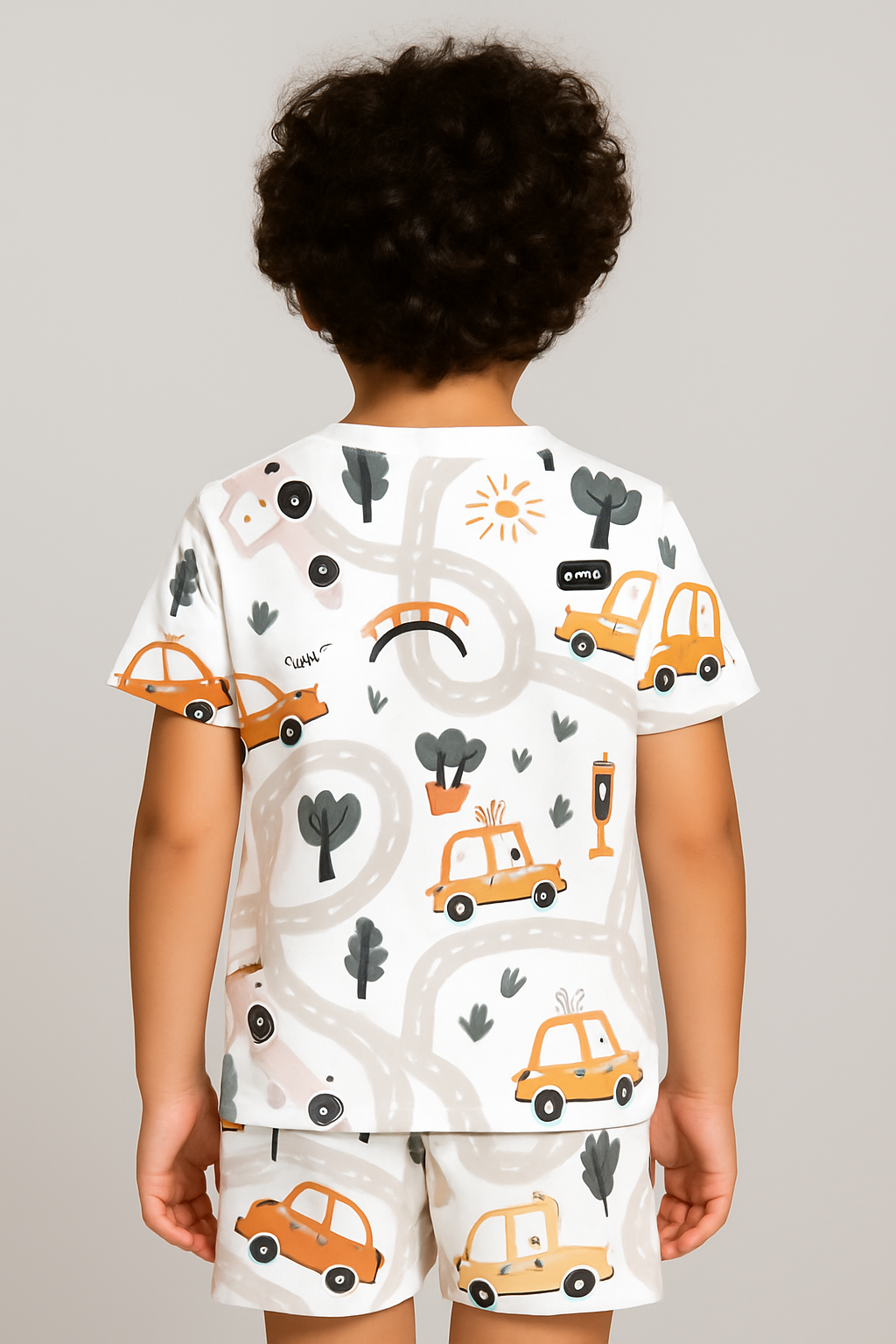 Kids Taxi & Road Map Print T-Shirt & Shorts Co-ord Set – Soft Looper Polycotton Summer Outfit