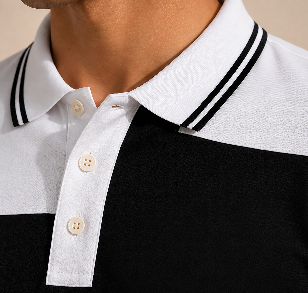 Horcun Men's White Color Block Polo T-Shirt | Premium Casual Polo